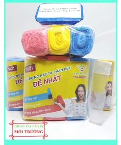 Túi đựng rác màu tự phân hủy Đệ Nhất size trung(55x65cm) 1kg (3 cuộn)